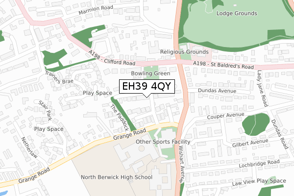 EH39 4QY map - large scale - OS Open Zoomstack (Ordnance Survey)