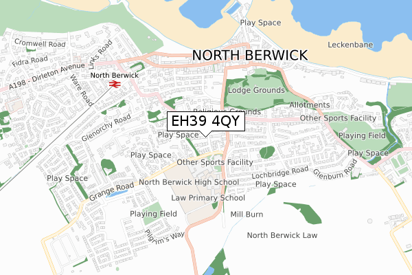 EH39 4QY map - small scale - OS Open Zoomstack (Ordnance Survey)