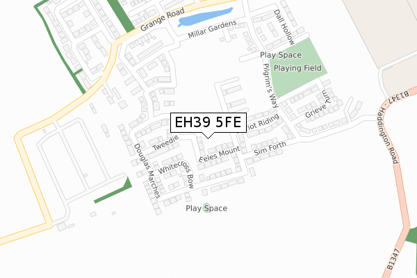 EH39 5FE map - large scale - OS Open Zoomstack (Ordnance Survey)