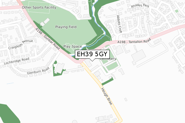 EH39 5GY map - large scale - OS Open Zoomstack (Ordnance Survey)