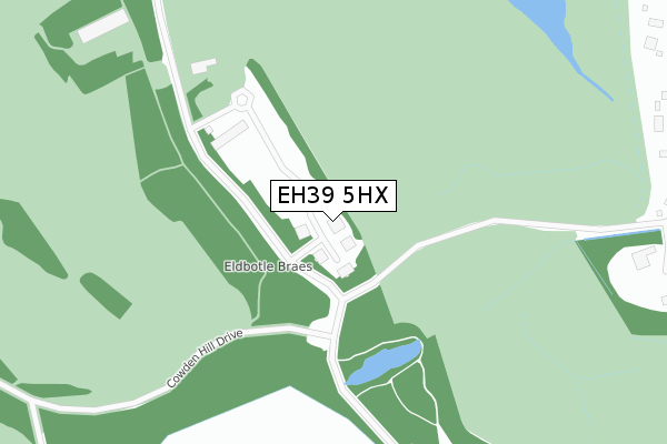 EH39 5HX map - large scale - OS Open Zoomstack (Ordnance Survey)