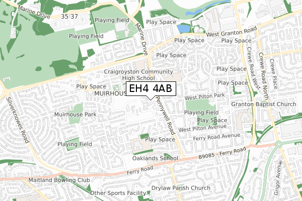 EH4 4AB map - small scale - OS Open Zoomstack (Ordnance Survey)