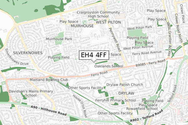 EH4 4FF map - small scale - OS Open Zoomstack (Ordnance Survey)