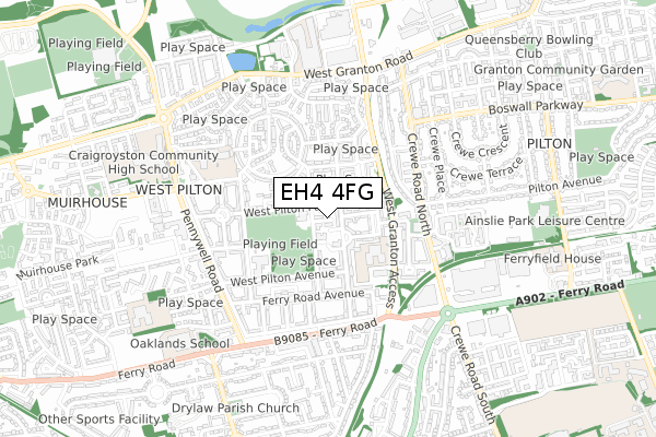 EH4 4FG map - small scale - OS Open Zoomstack (Ordnance Survey)