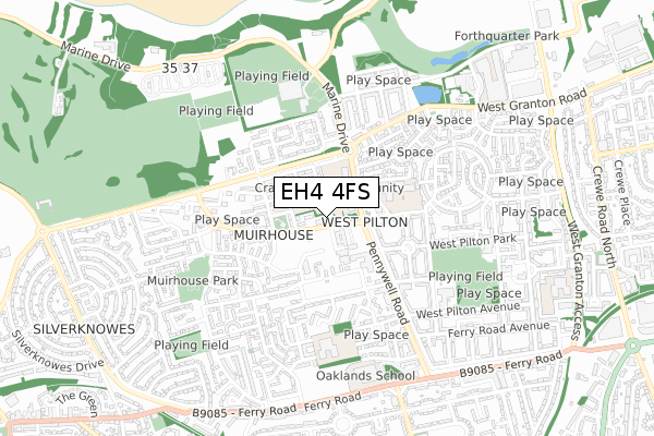 EH4 4FS map - small scale - OS Open Zoomstack (Ordnance Survey)