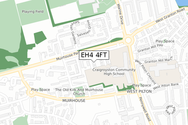 EH4 4FT map - large scale - OS Open Zoomstack (Ordnance Survey)