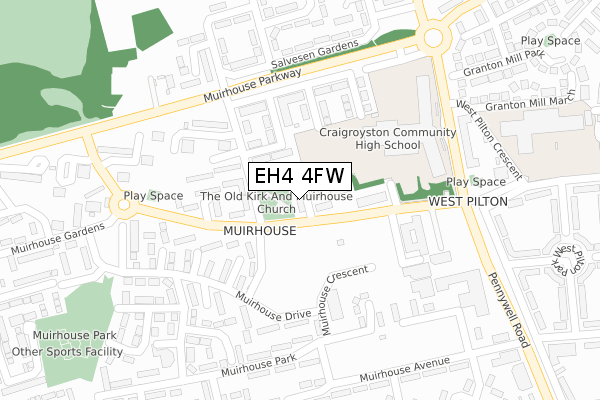 EH4 4FW map - large scale - OS Open Zoomstack (Ordnance Survey)