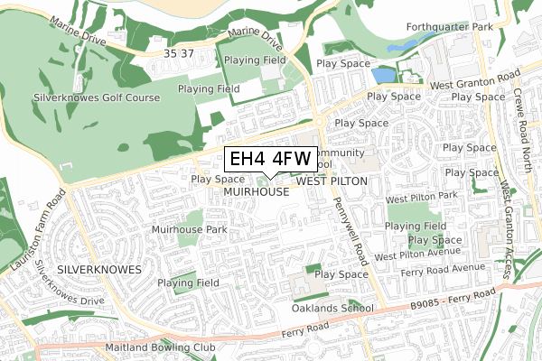 EH4 4FW map - small scale - OS Open Zoomstack (Ordnance Survey)