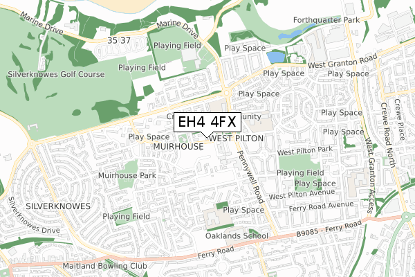 EH4 4FX map - small scale - OS Open Zoomstack (Ordnance Survey)