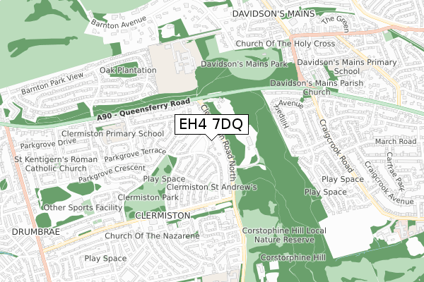 EH4 7DQ map - small scale - OS Open Zoomstack (Ordnance Survey)