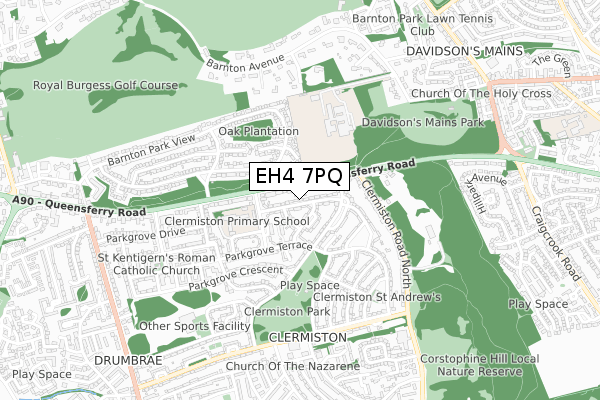 EH4 7PQ map - small scale - OS Open Zoomstack (Ordnance Survey)