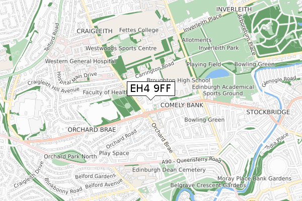 EH4 9FF map - small scale - OS Open Zoomstack (Ordnance Survey)