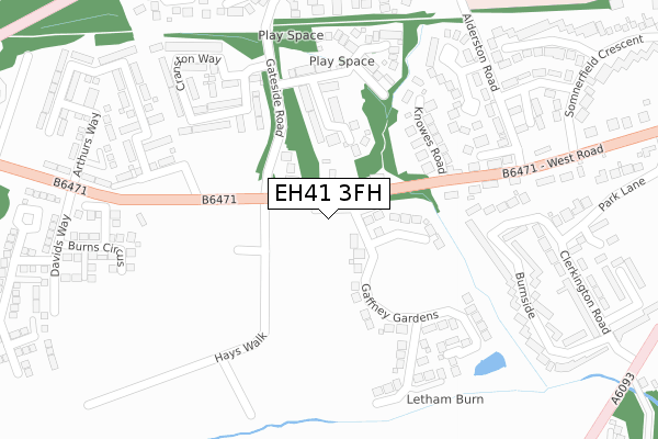 EH41 3FH map - large scale - OS Open Zoomstack (Ordnance Survey)