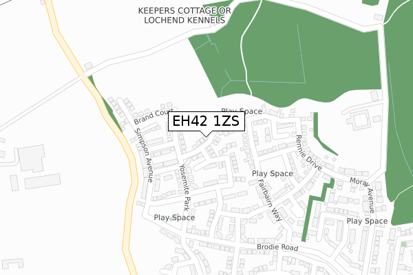 EH42 1ZS map - large scale - OS Open Zoomstack (Ordnance Survey)