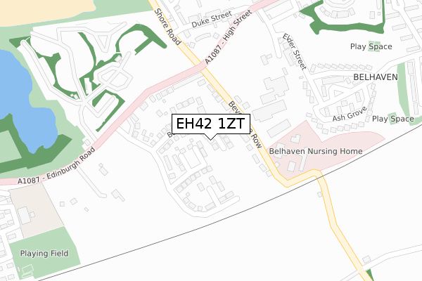 EH42 1ZT map - large scale - OS Open Zoomstack (Ordnance Survey)