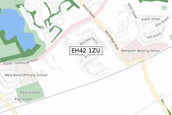 EH42 1ZU map - large scale - OS Open Zoomstack (Ordnance Survey)