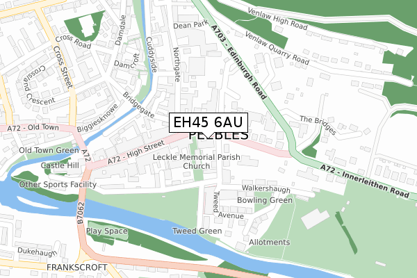 EH45 6AU map - large scale - OS Open Zoomstack (Ordnance Survey)