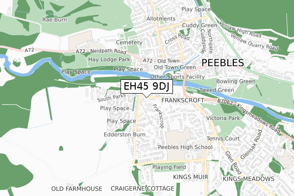 EH45 9DJ map - small scale - OS Open Zoomstack (Ordnance Survey)