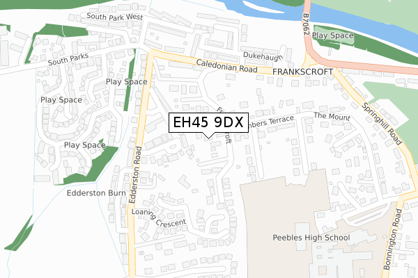 EH45 9DX map - large scale - OS Open Zoomstack (Ordnance Survey)