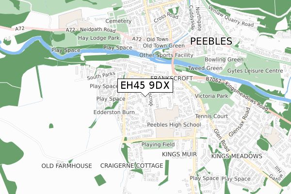 EH45 9DX map - small scale - OS Open Zoomstack (Ordnance Survey)