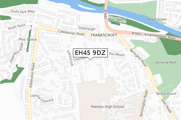 EH45 9DZ map - large scale - OS Open Zoomstack (Ordnance Survey)