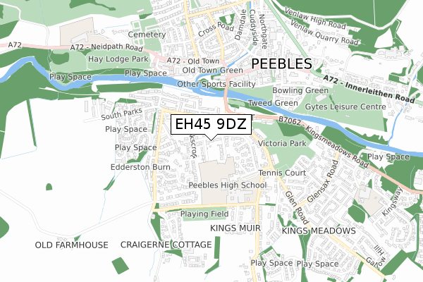 EH45 9DZ map - small scale - OS Open Zoomstack (Ordnance Survey)