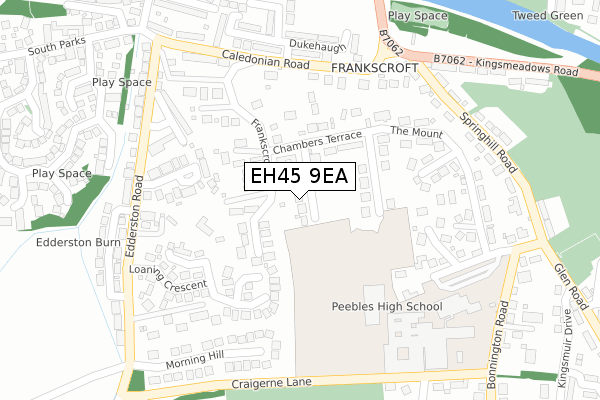 EH45 9EA map - large scale - OS Open Zoomstack (Ordnance Survey)