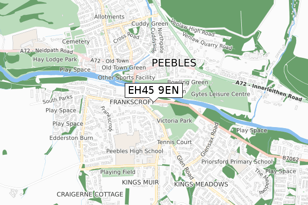 EH45 9EN map - small scale - OS Open Zoomstack (Ordnance Survey)