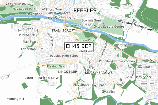 EH45 9EP map - small scale - OS Open Zoomstack (Ordnance Survey)