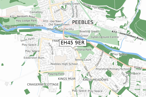 EH45 9ER map - small scale - OS Open Zoomstack (Ordnance Survey)