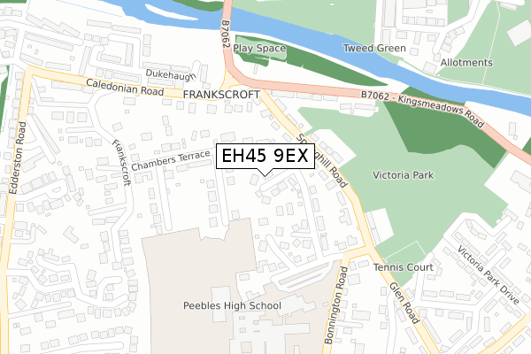 EH45 9EX map - large scale - OS Open Zoomstack (Ordnance Survey)