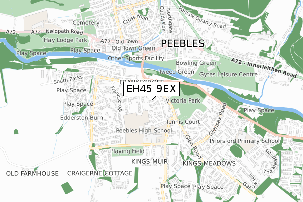 EH45 9EX map - small scale - OS Open Zoomstack (Ordnance Survey)