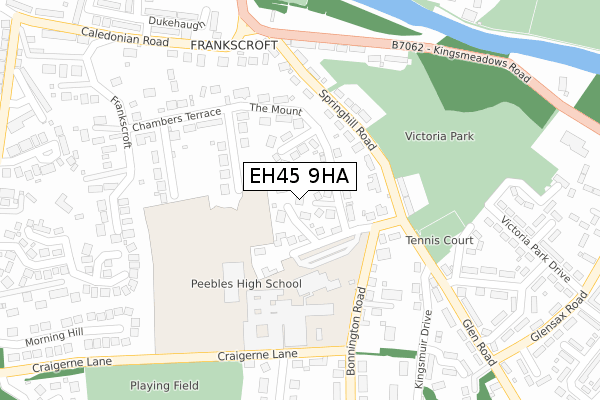 EH45 9HA map - large scale - OS Open Zoomstack (Ordnance Survey)