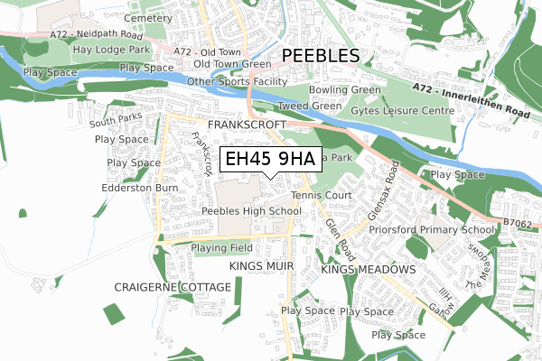 EH45 9HA map - small scale - OS Open Zoomstack (Ordnance Survey)