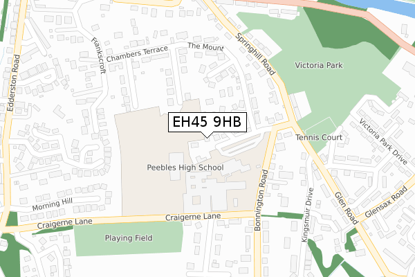 EH45 9HB map - large scale - OS Open Zoomstack (Ordnance Survey)