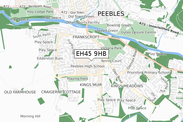 EH45 9HB map - small scale - OS Open Zoomstack (Ordnance Survey)