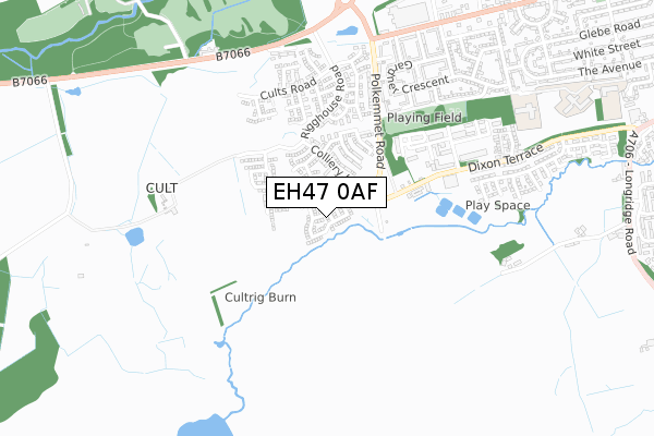 EH47 0AF map - small scale - OS Open Zoomstack (Ordnance Survey)