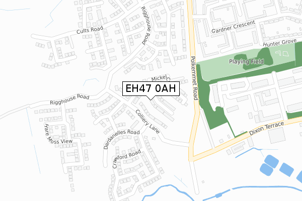 EH47 0AH map - large scale - OS Open Zoomstack (Ordnance Survey)