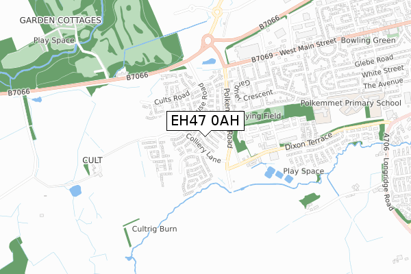 EH47 0AH map - small scale - OS Open Zoomstack (Ordnance Survey)