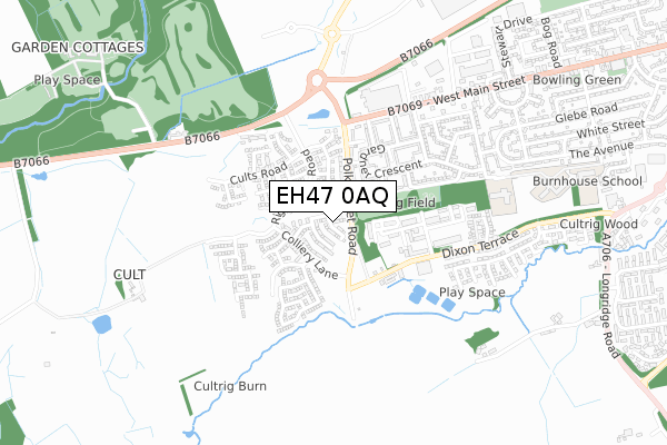 EH47 0AQ map - small scale - OS Open Zoomstack (Ordnance Survey)