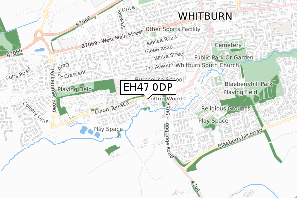 EH47 0DP map - small scale - OS Open Zoomstack (Ordnance Survey)