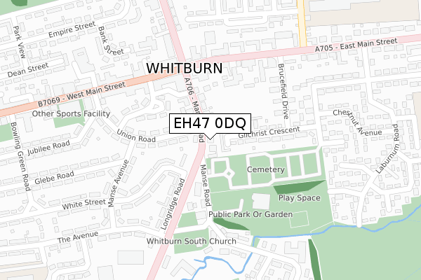 EH47 0DQ map - large scale - OS Open Zoomstack (Ordnance Survey)