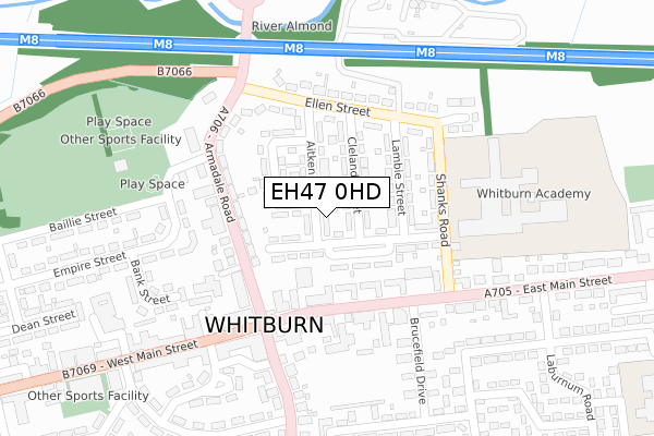 EH47 0HD map - large scale - OS Open Zoomstack (Ordnance Survey)