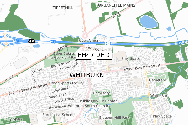 EH47 0HD map - small scale - OS Open Zoomstack (Ordnance Survey)