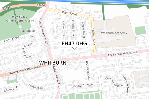 EH47 0HG map - large scale - OS Open Zoomstack (Ordnance Survey)