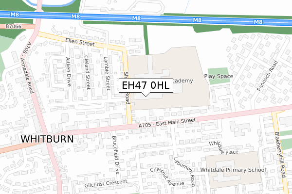 EH47 0HL map - large scale - OS Open Zoomstack (Ordnance Survey)