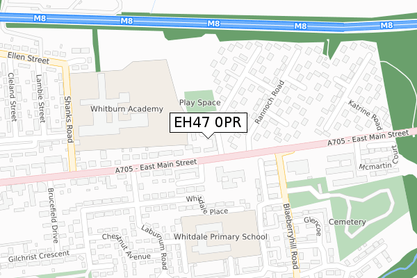 EH47 0PR map - large scale - OS Open Zoomstack (Ordnance Survey)