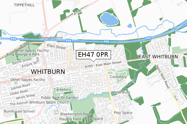 EH47 0PR map - small scale - OS Open Zoomstack (Ordnance Survey)