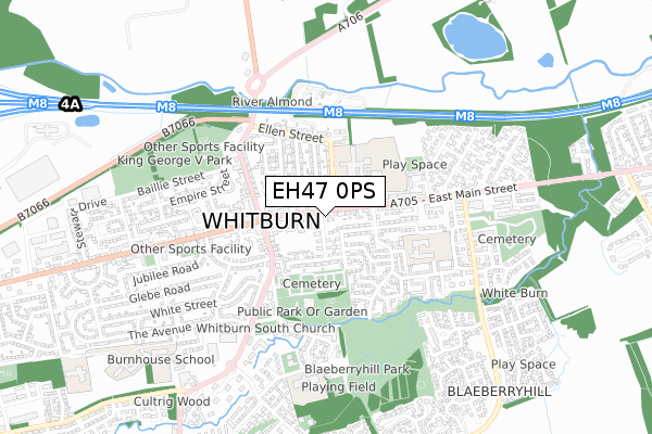 EH47 0PS map - small scale - OS Open Zoomstack (Ordnance Survey)