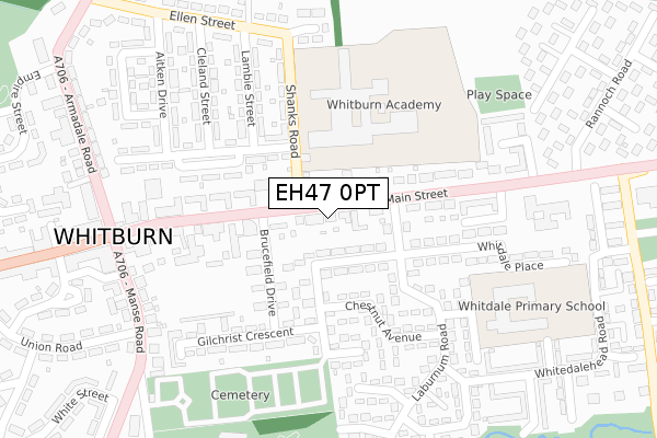 EH47 0PT map - large scale - OS Open Zoomstack (Ordnance Survey)